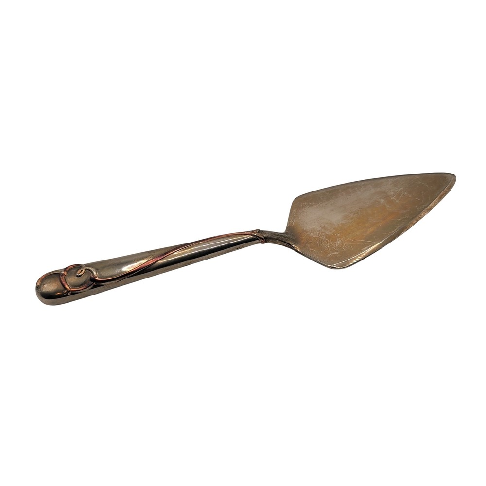 Lenox Cake Server Silver Copper Heart Scroll Wrap Pie Dessert Server Tarnish